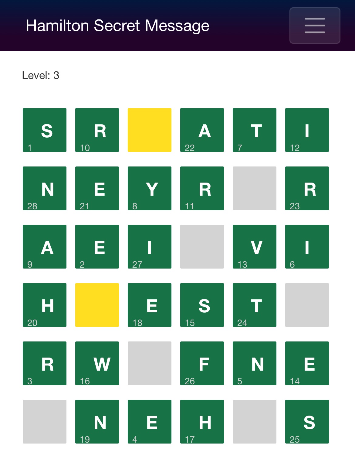 Hamilton Secret Message